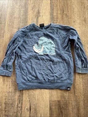 Blue Kids Pullover Sweatshirt with Furry Monster Patch